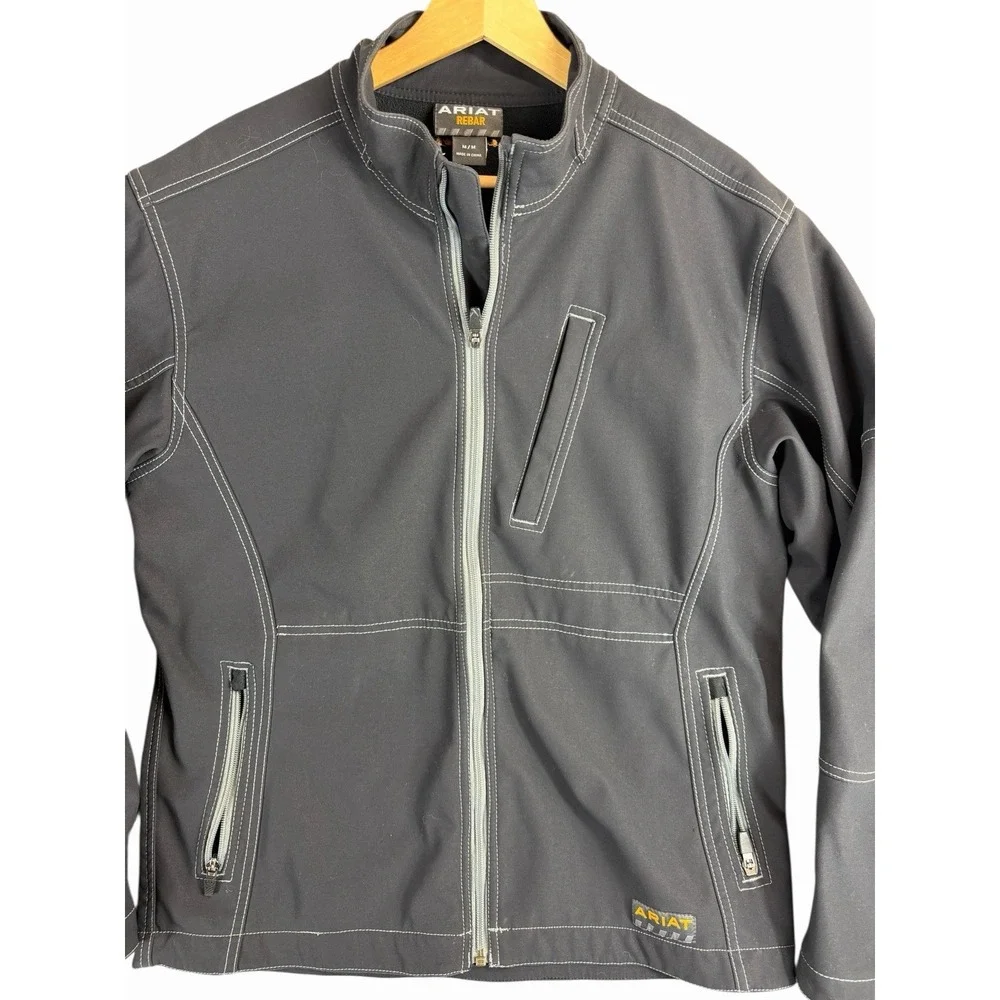 Ariat Rebar Mens M Black Softshell Jacket Full Zip Work Ranch Outdoor